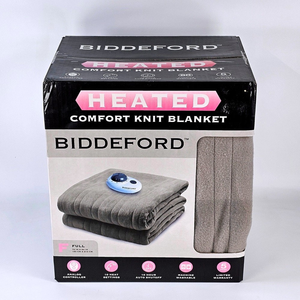 Biddeford Heated Comfort Knit Blanket Full Gray 10 Heat Settings MPHOL1-2-22